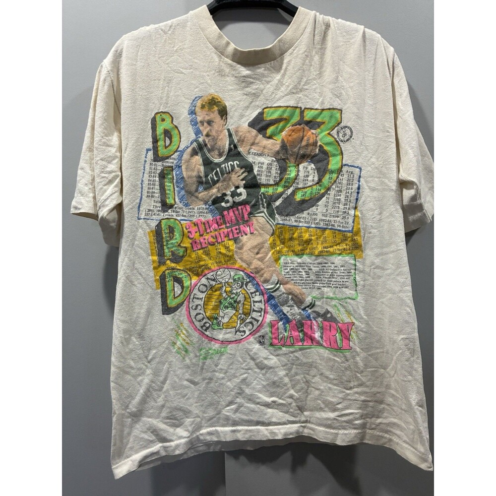 Rare Vintage 1991 Larry Bird 3 Time MVP Salem Celtics Single Stitch T Shirt L
